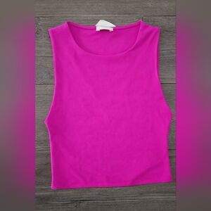 ZARA Hot Pink Sleeveless Crop Top | Stretchy | Size Small